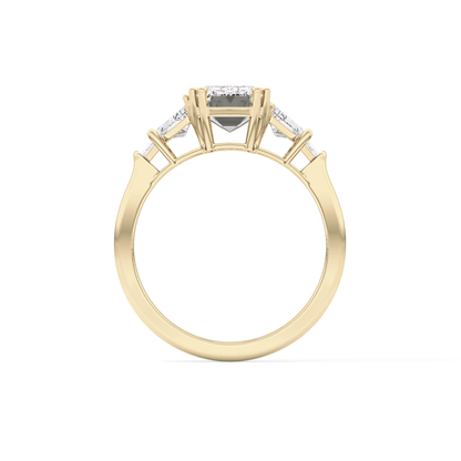 Emerald Cut 1.90 Carat Moissanite Ring – Five Stones Setting in Gold
