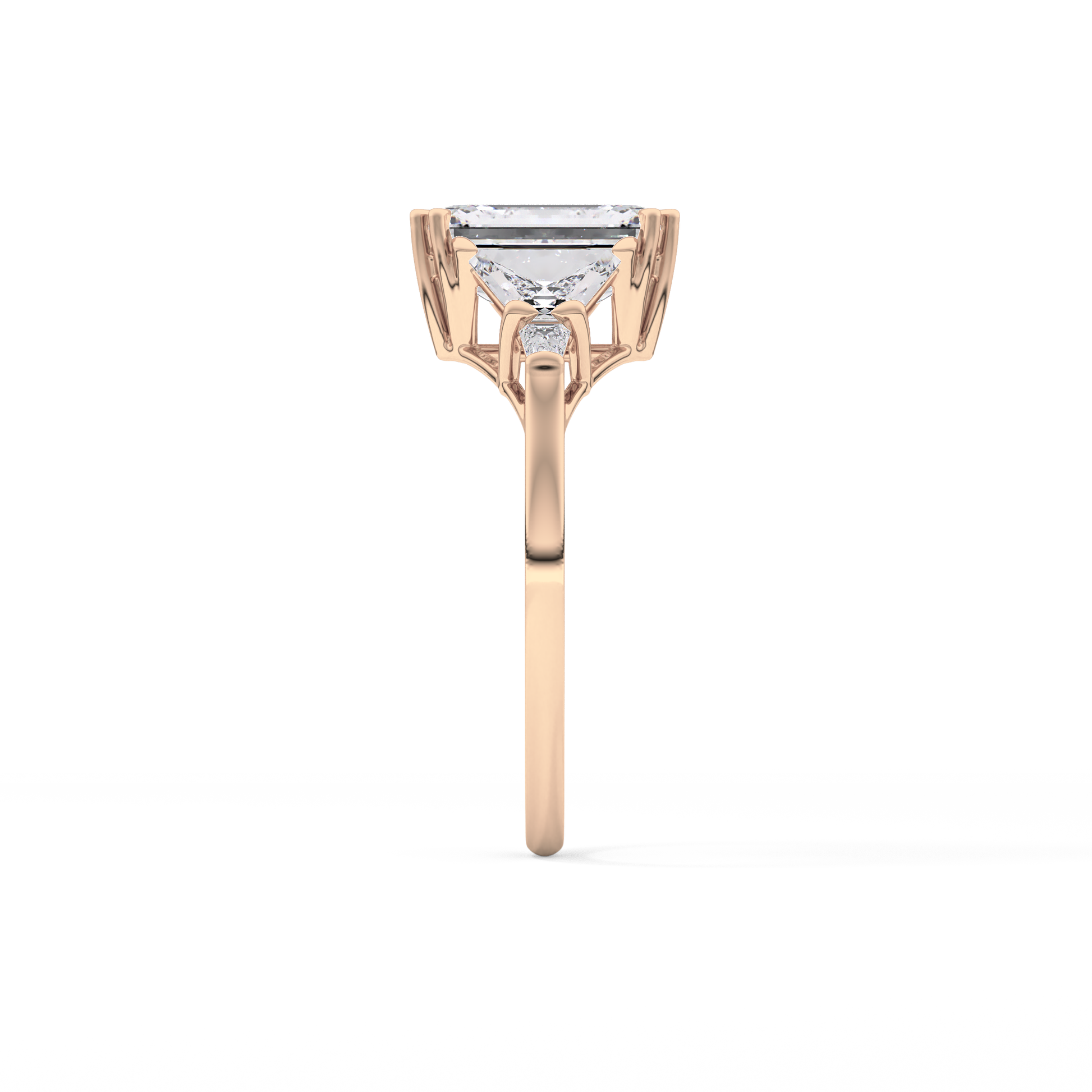 Emerald Cut 1.90 Carat Moissanite Ring – Five Stones Setting in Gold