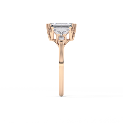 Emerald Cut 1.90 Carat Moissanite Ring – Five Stones Setting in Gold