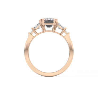 Emerald Cut 1.90 Carat Moissanite Ring – Five Stones Setting in Gold