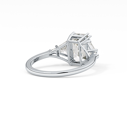 Emerald Cut 1.90 Carat Moissanite Ring – Five Stones Setting in Gold