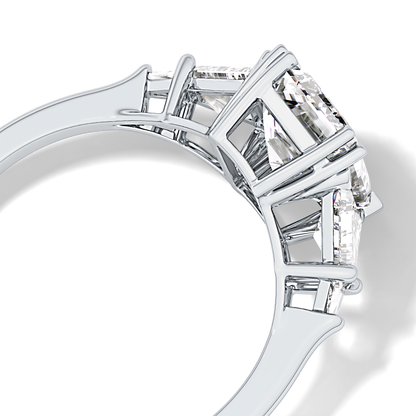 Emerald Cut 1.90 Carat Moissanite Ring – Five Stones Setting in Gold