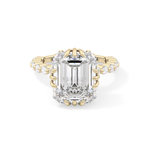 Emerald Cut 7.74 Carat Moissanite Ring – Hidden Halo & Pave Setting in Gold