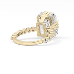 Emerald Cut 7.74 Carat Moissanite Ring – Hidden Halo & Pave Setting in Gold