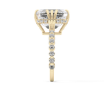 Emerald Cut 7.74 Carat Moissanite Ring – Hidden Halo & Pave Setting in Gold