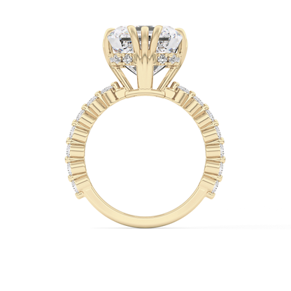 Emerald Cut 7.74 Carat Moissanite Ring – Hidden Halo & Pave Setting in Gold
