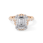 Emerald Cut 7.74 Carat Moissanite Ring – Hidden Halo & Pave Setting in Gold