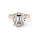 Emerald Cut 7.74 Carat Moissanite Ring – Hidden Halo & Pave Setting in Gold