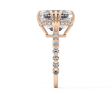 Emerald Cut 7.74 Carat Moissanite Ring – Hidden Halo & Pave Setting in Gold
