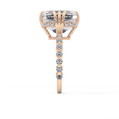 Emerald Cut 7.74 Carat Moissanite Ring – Hidden Halo & Pave Setting in Gold