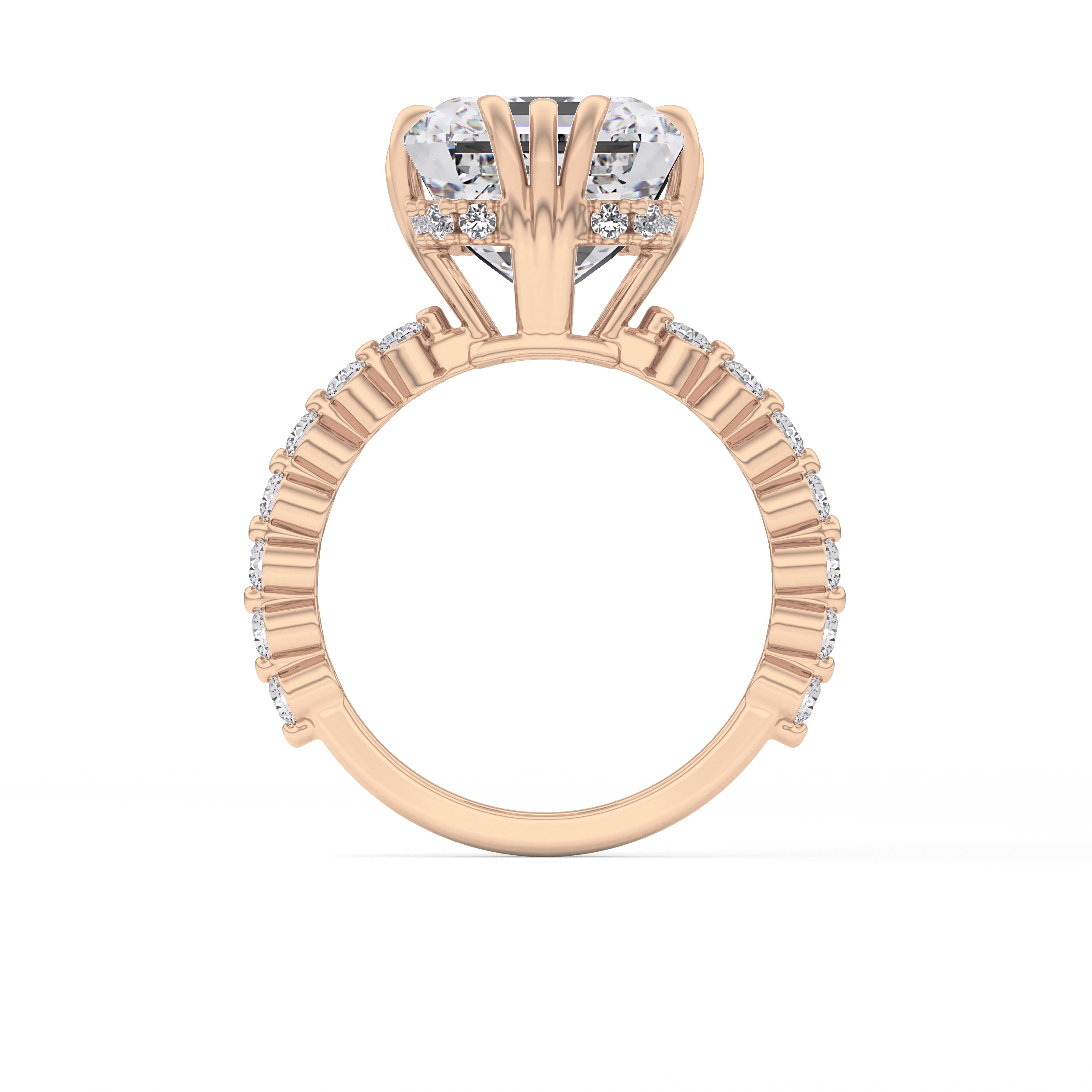 Emerald Cut 7.74 Carat Moissanite Ring – Hidden Halo & Pave Setting in Gold