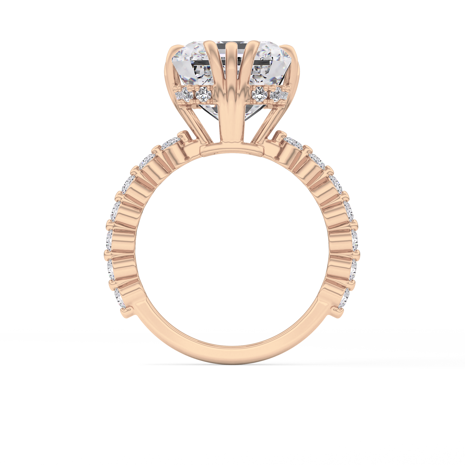 Emerald Cut 7.74 Carat Moissanite Ring – Hidden Halo & Pave Setting in Gold