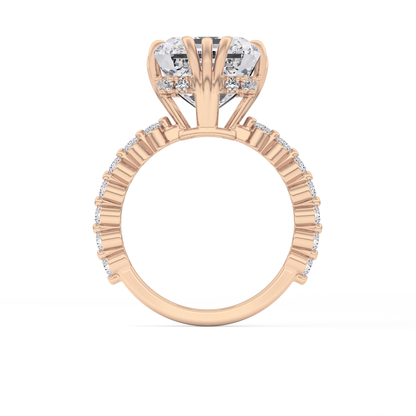 Emerald Cut 7.74 Carat Moissanite Ring – Hidden Halo & Pave Setting in Gold