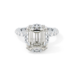 Emerald Cut 7.74 Carat Moissanite Ring – Hidden Halo & Pave Setting in Gold