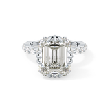Emerald Cut 7.74 Carat Moissanite Ring – Hidden Halo & Pave Setting in Gold