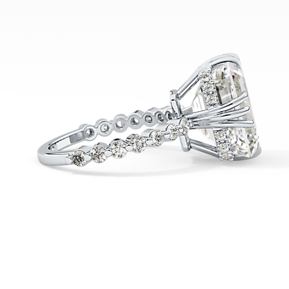 Emerald Cut 7.74 Carat Moissanite Ring – Hidden Halo & Pave Setting in Gold