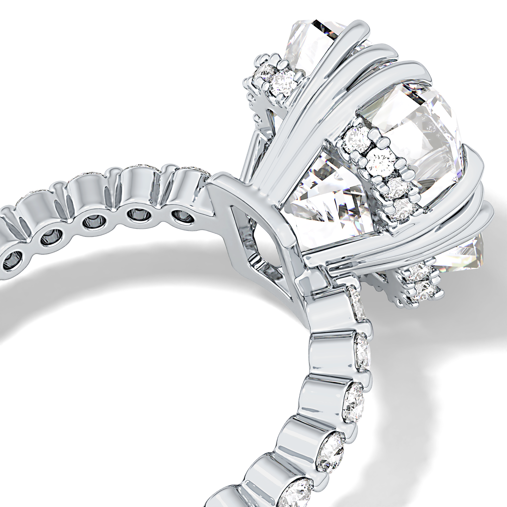 Emerald Cut 7.74 Carat Moissanite Ring – Hidden Halo & Pave Setting in Gold