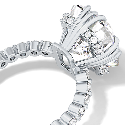 Emerald Cut 7.74 Carat Moissanite Ring – Hidden Halo & Pave Setting in Gold