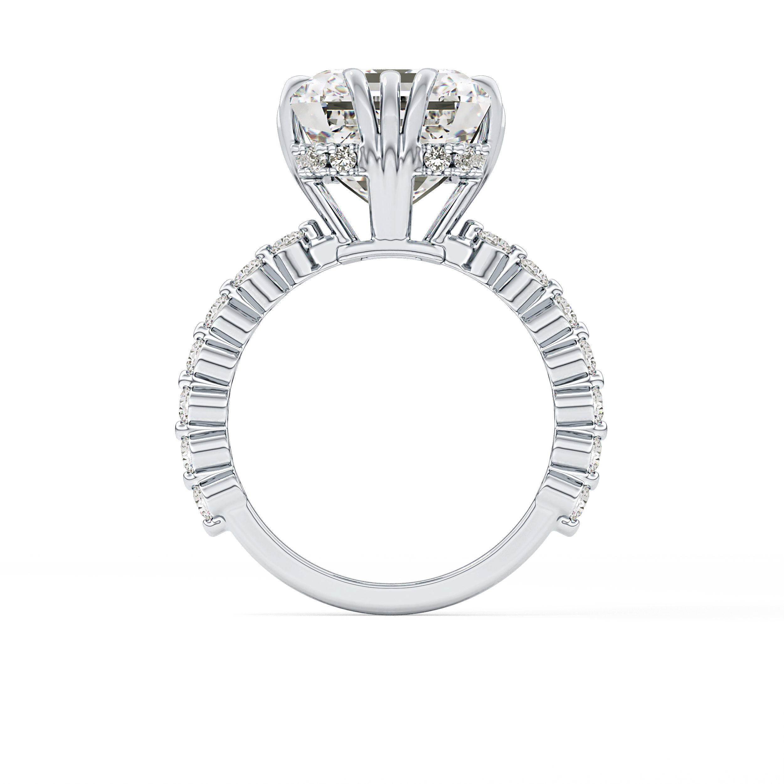 Emerald Cut 7.74 Carat Moissanite Ring – Hidden Halo & Pave Setting in Gold