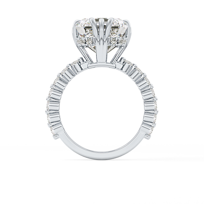 Emerald Cut 7.74 Carat Moissanite Ring – Hidden Halo & Pave Setting in Gold