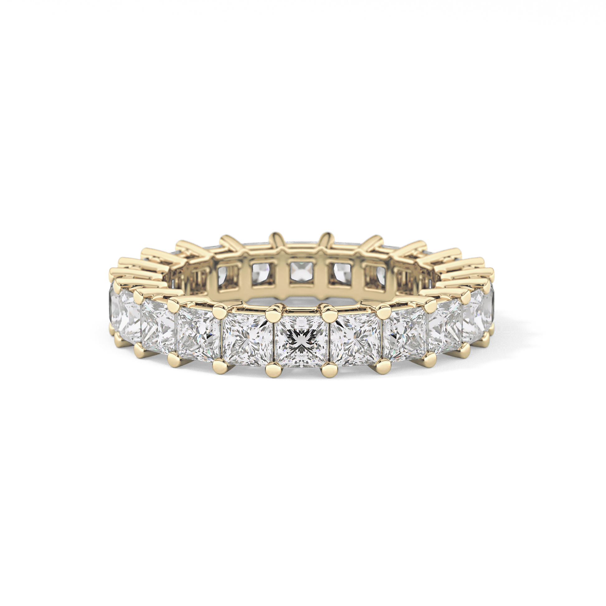 Full Eternity Wedding Band with 3.83 TCW Princess Cut Moissanite – Yellow, White, or Rose Gold