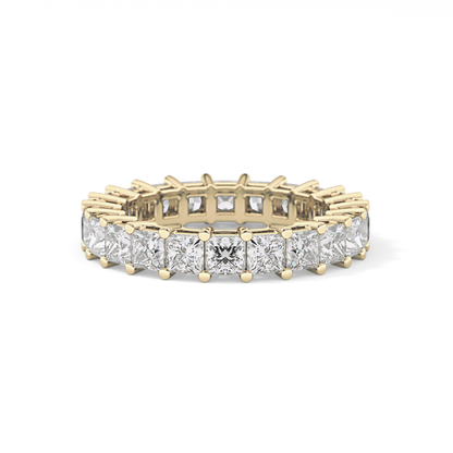 Full Eternity Wedding Band with 3.83 TCW Princess Cut Moissanite – Yellow, White, or Rose Gold