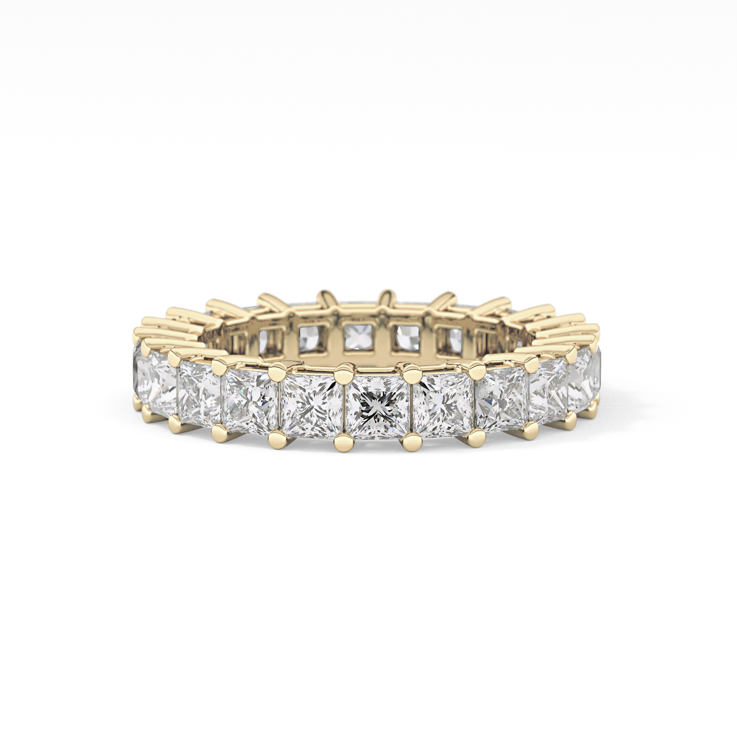 Full Eternity Wedding Band with 3.83 TCW Princess Cut Moissanite – Yellow, White, or Rose Gold