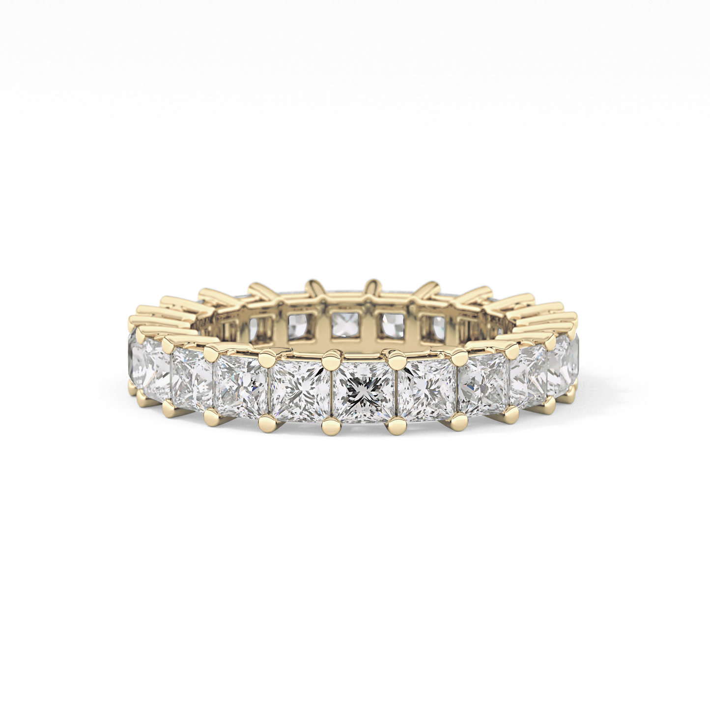 Full Eternity Wedding Band with 3.83 TCW Princess Cut Moissanite – Yellow, White, or Rose Gold