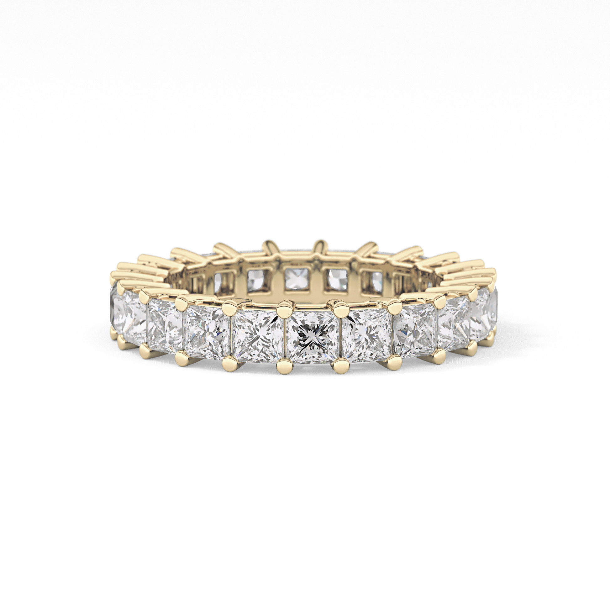 Full Eternity Wedding Band with 3.83 TCW Princess Cut Moissanite – Yellow, White, or Rose Gold