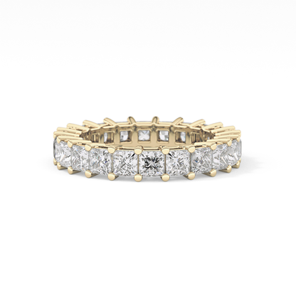 Full Eternity Wedding Band with 3.83 TCW Princess Cut Moissanite – Yellow, White, or Rose Gold