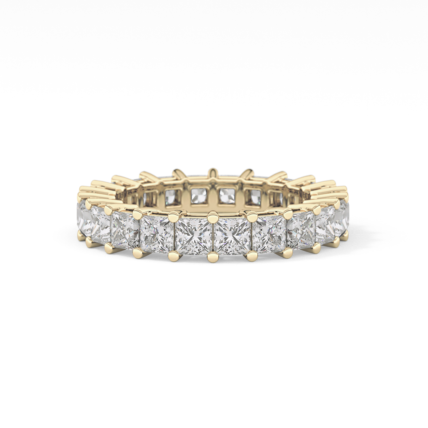 Full Eternity Wedding Band with 3.83 TCW Princess Cut Moissanite – Yellow, White, or Rose Gold