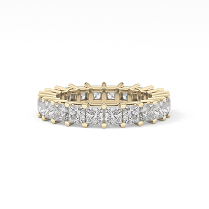 Full Eternity Wedding Band with 3.83 TCW Princess Cut Moissanite – Yellow, White, or Rose Gold