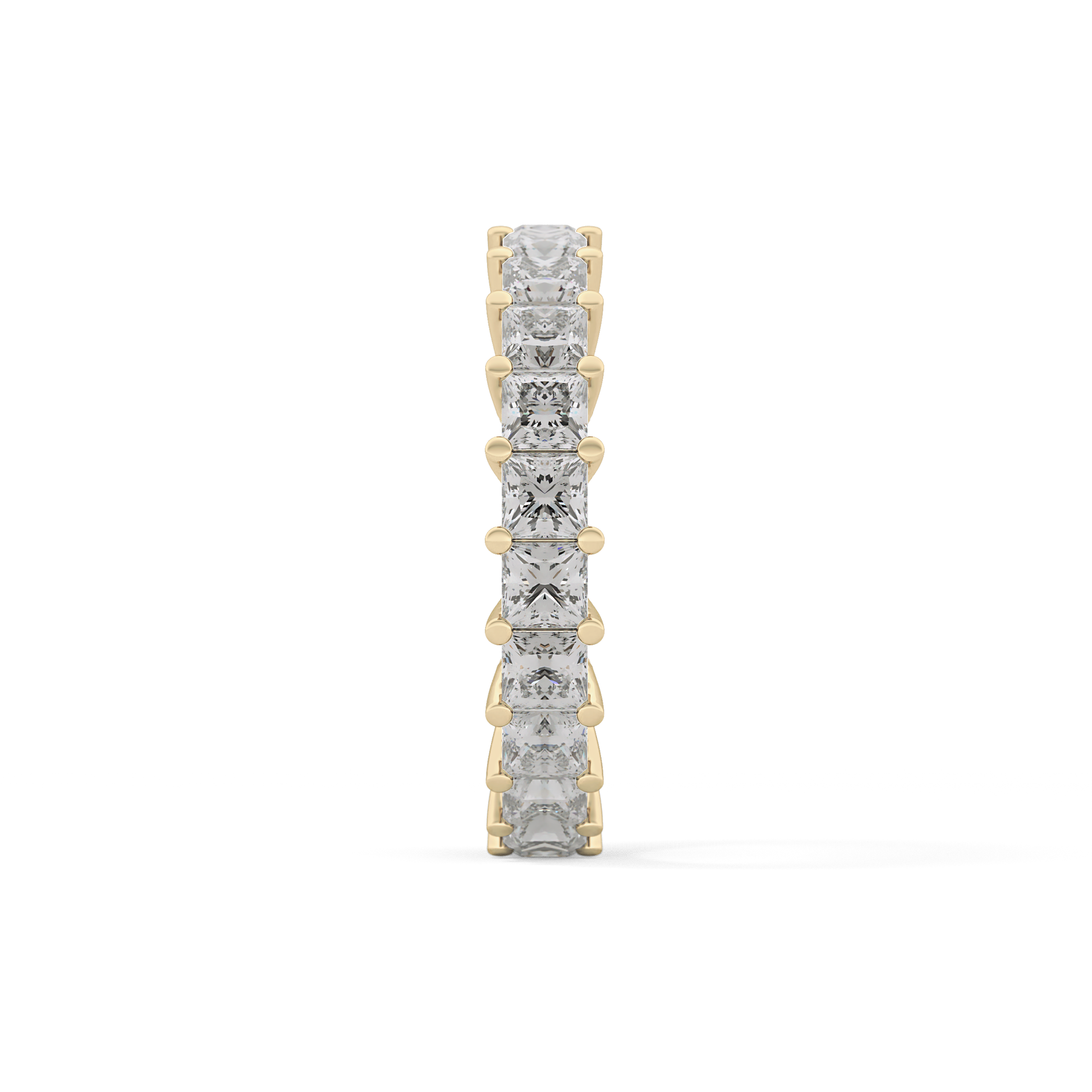 Full Eternity Wedding Band with 3.83 TCW Princess Cut Moissanite – Yellow, White, or Rose Gold