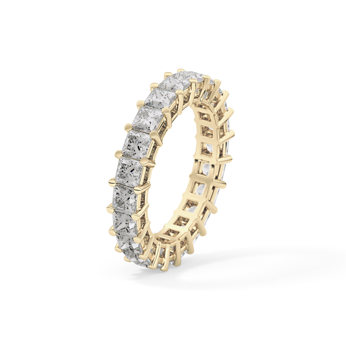 Full Eternity Wedding Band with 3.83 TCW Princess Cut Moissanite – Yellow, White, or Rose Gold