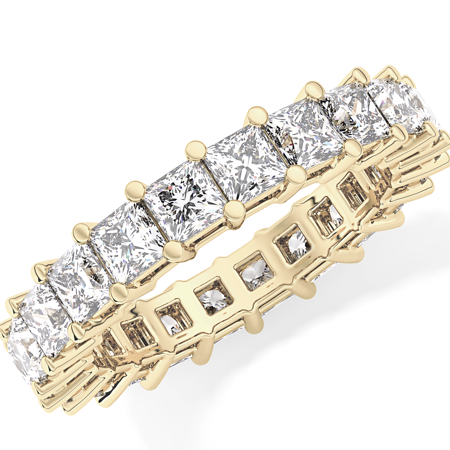 Full Eternity Wedding Band with 3.83 TCW Princess Cut Moissanite – Yellow, White, or Rose Gold