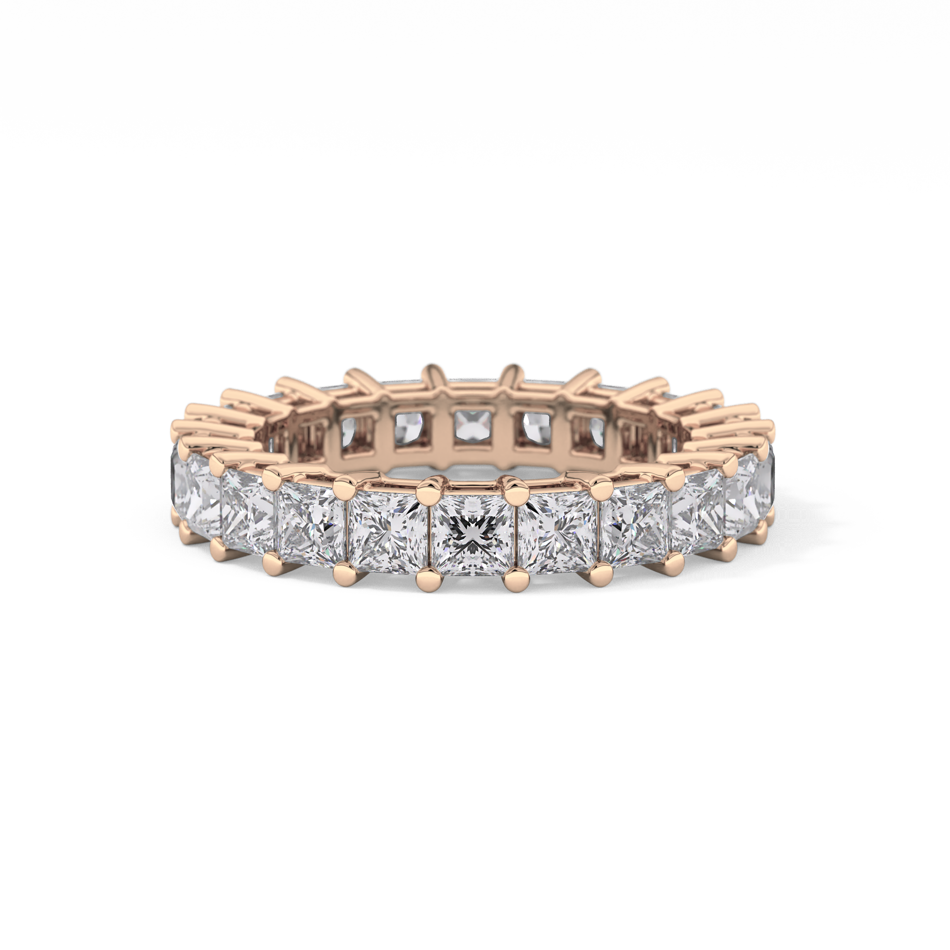 Full Eternity Wedding Band with 3.83 TCW Princess Cut Moissanite – Yellow, White, or Rose Gold