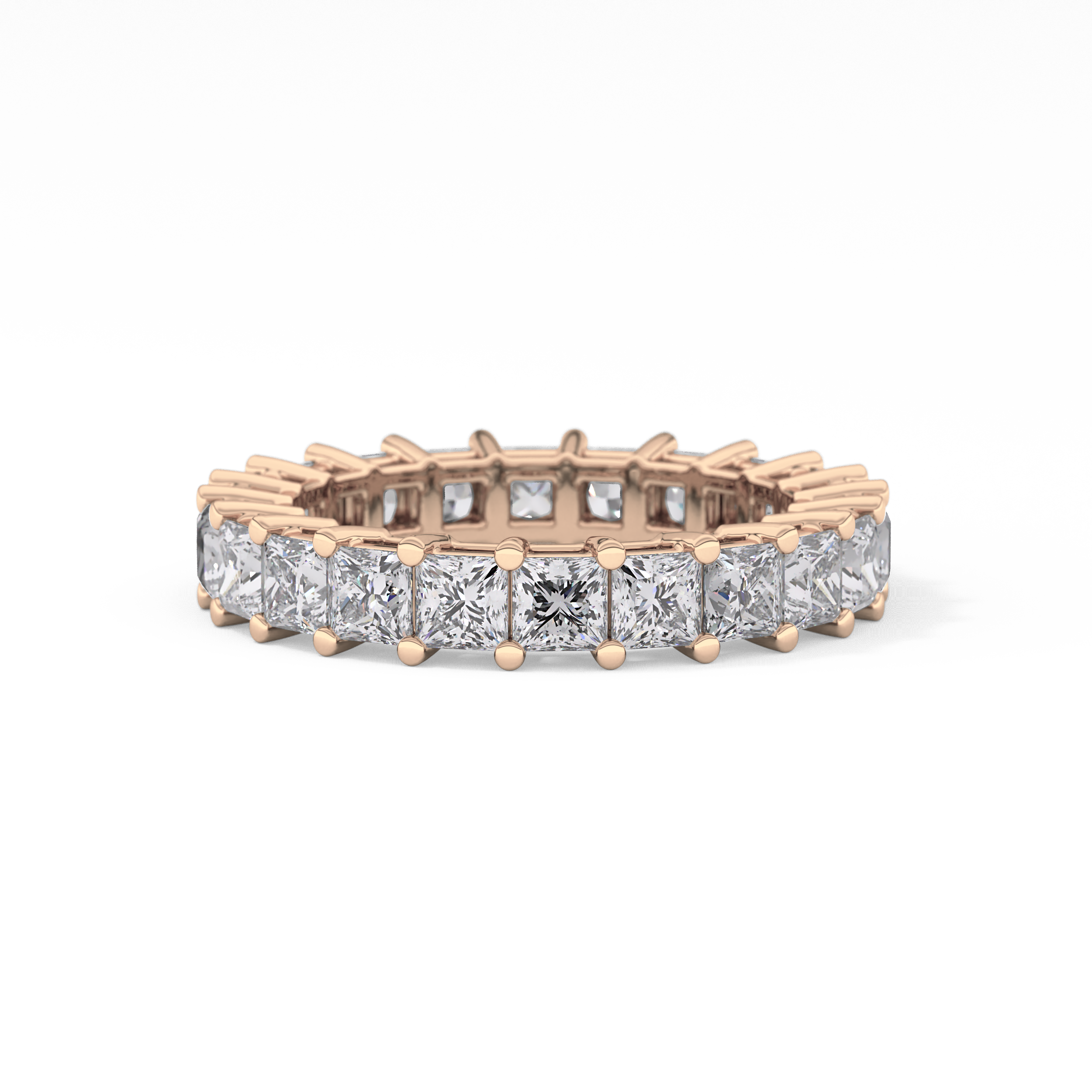 Full Eternity Wedding Band with 3.83 TCW Princess Cut Moissanite – Yellow, White, or Rose Gold