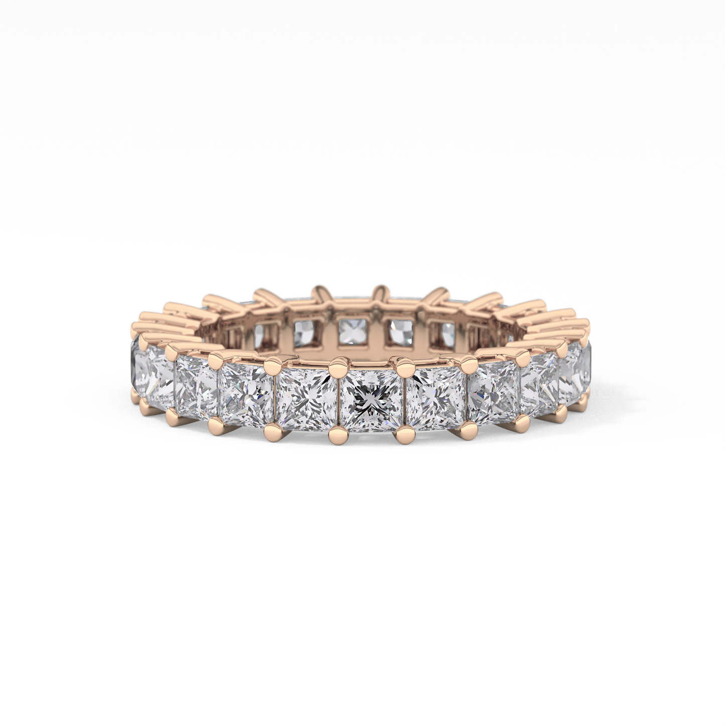 Full Eternity Wedding Band with 3.83 TCW Princess Cut Moissanite – Yellow, White, or Rose Gold