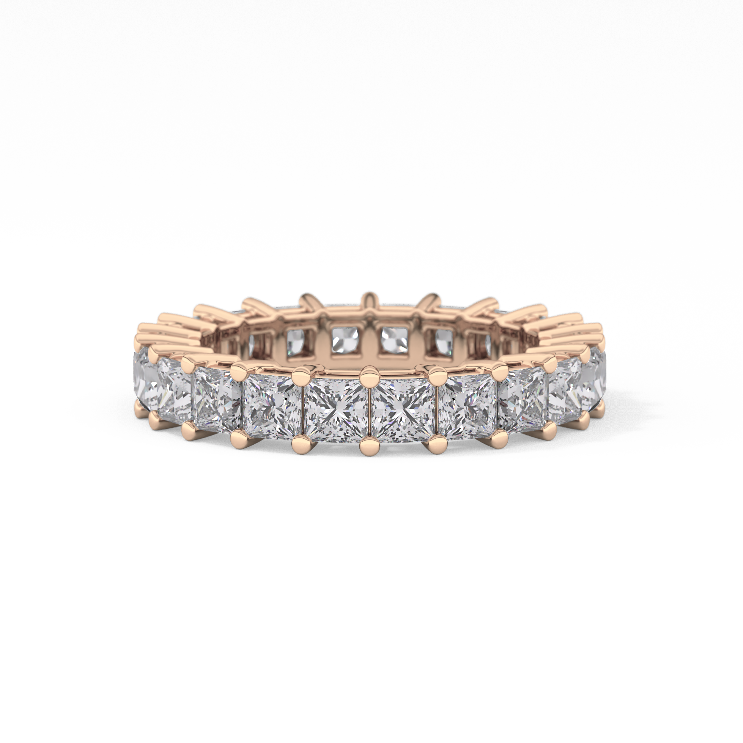 Full Eternity Wedding Band with 3.83 TCW Princess Cut Moissanite – Yellow, White, or Rose Gold