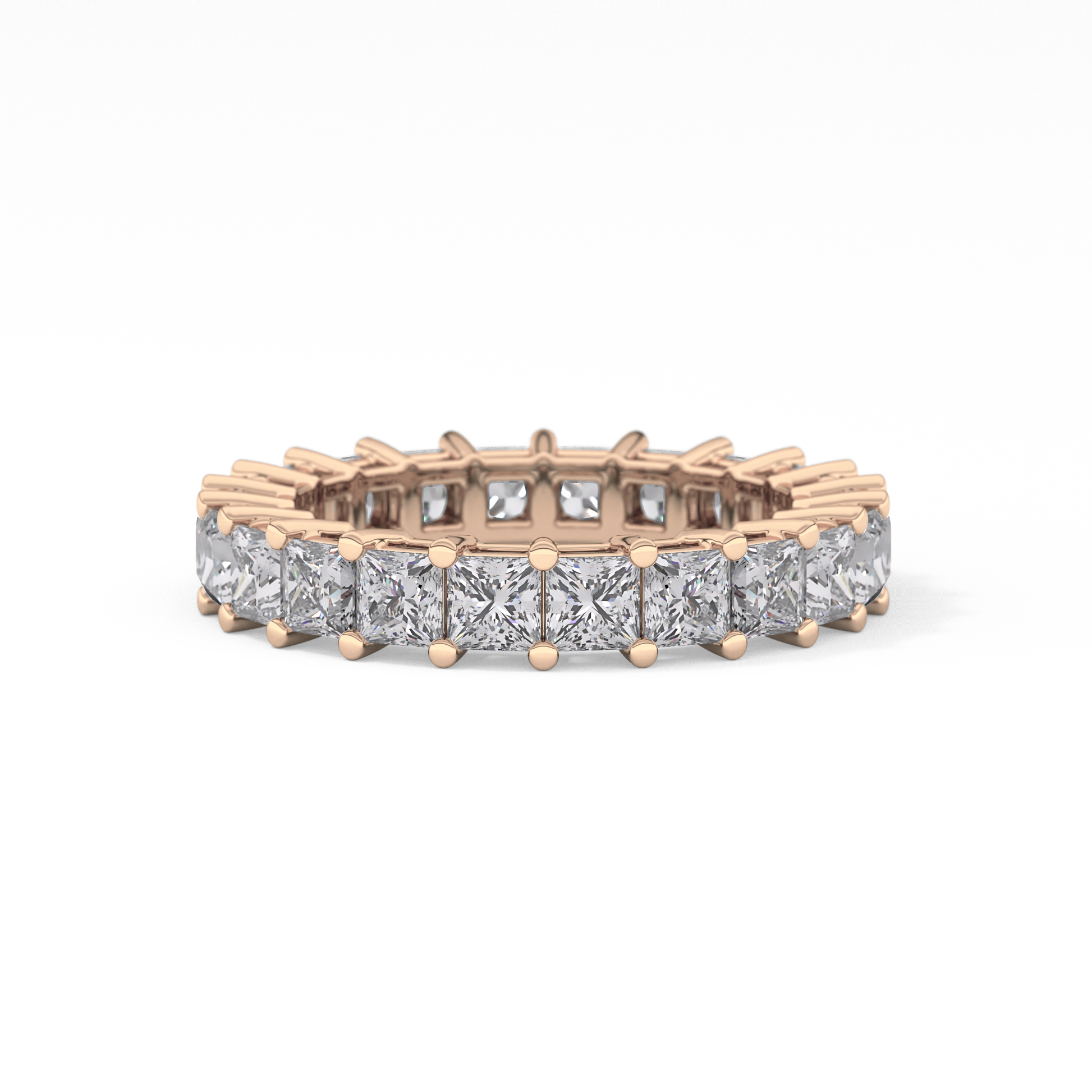 Full Eternity Wedding Band with 3.83 TCW Princess Cut Moissanite – Yellow, White, or Rose Gold