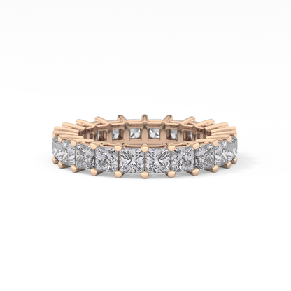 Full Eternity Wedding Band with 3.83 TCW Princess Cut Moissanite – Yellow, White, or Rose Gold