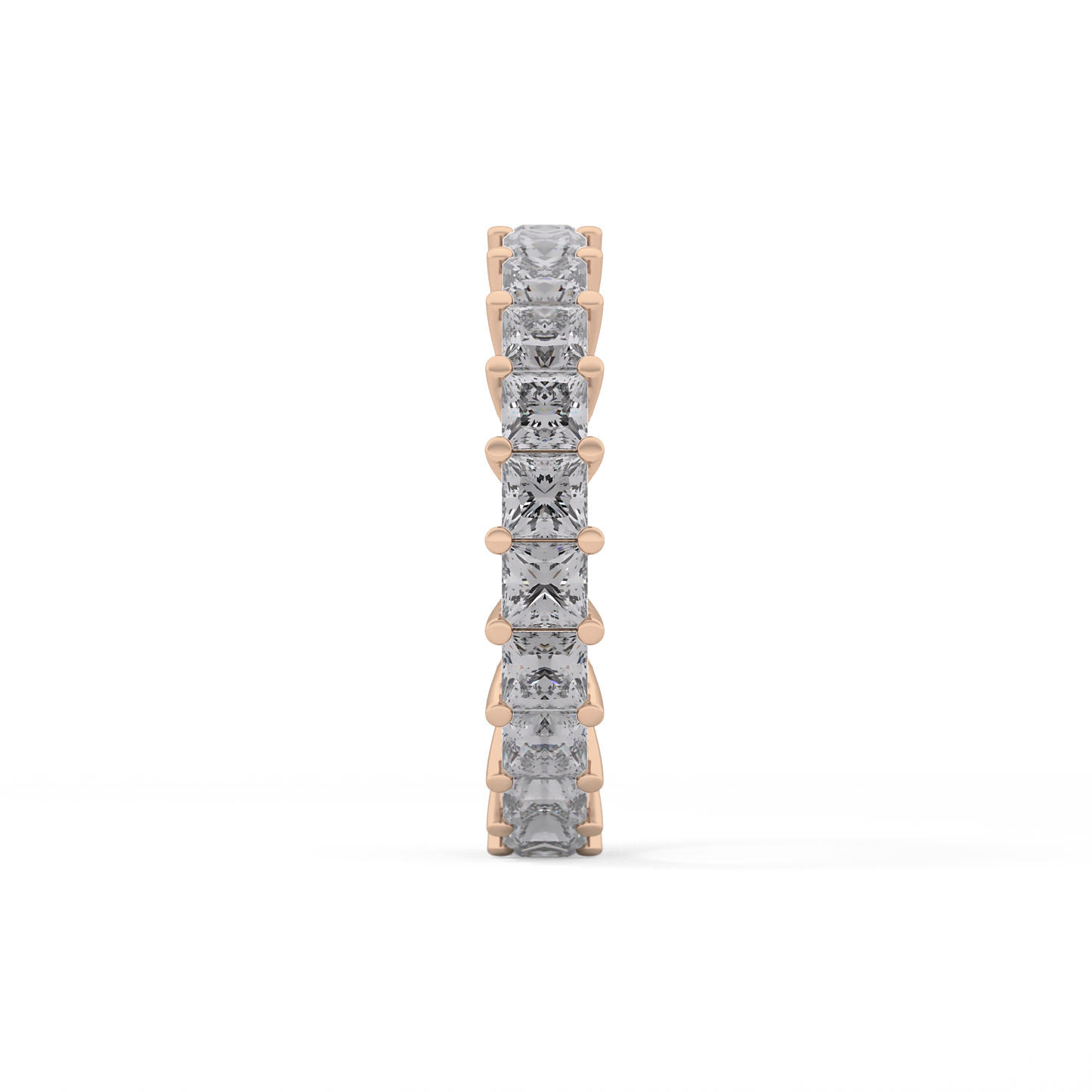 Full Eternity Wedding Band with 3.83 TCW Princess Cut Moissanite – Yellow, White, or Rose Gold