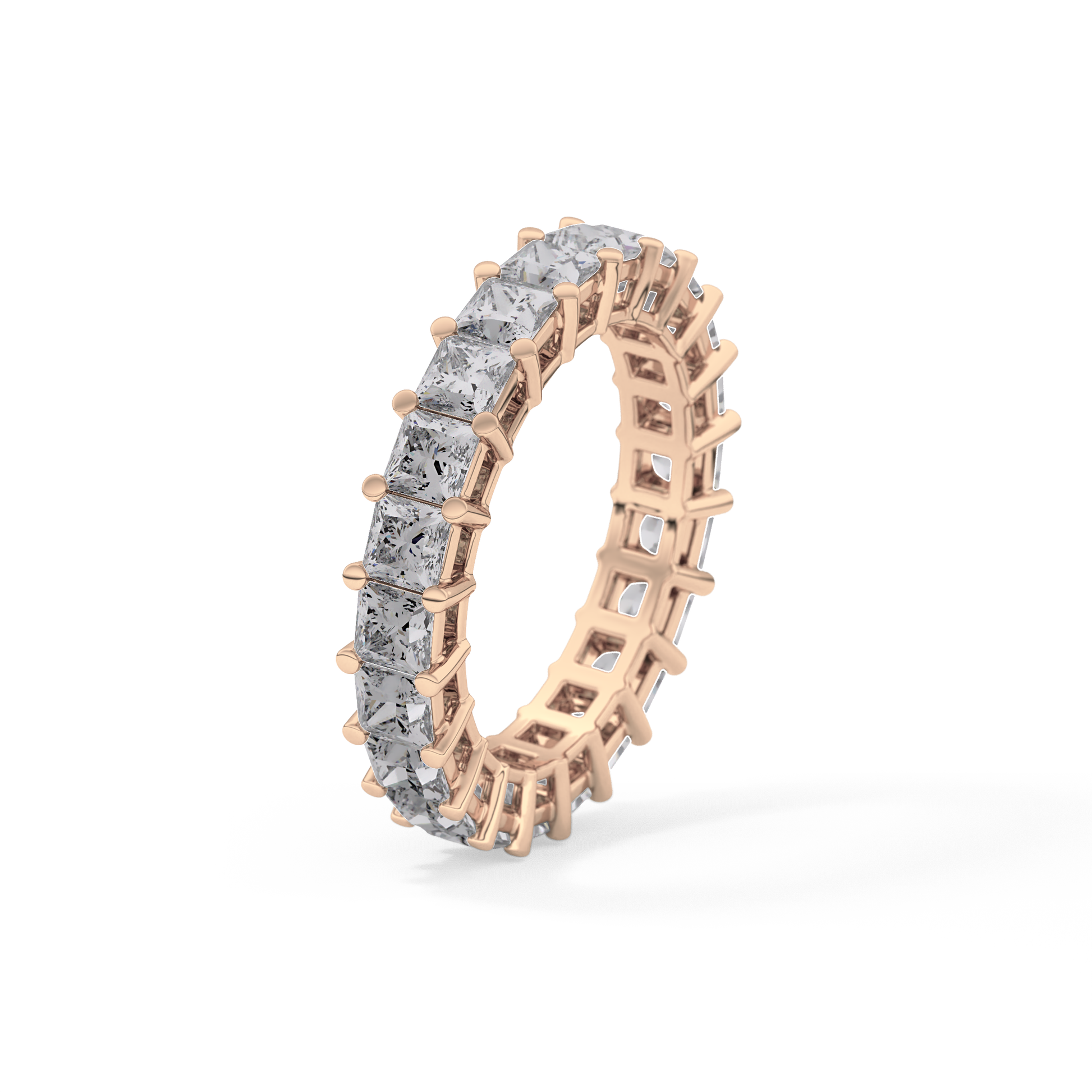 Full Eternity Wedding Band with 3.83 TCW Princess Cut Moissanite – Yellow, White, or Rose Gold