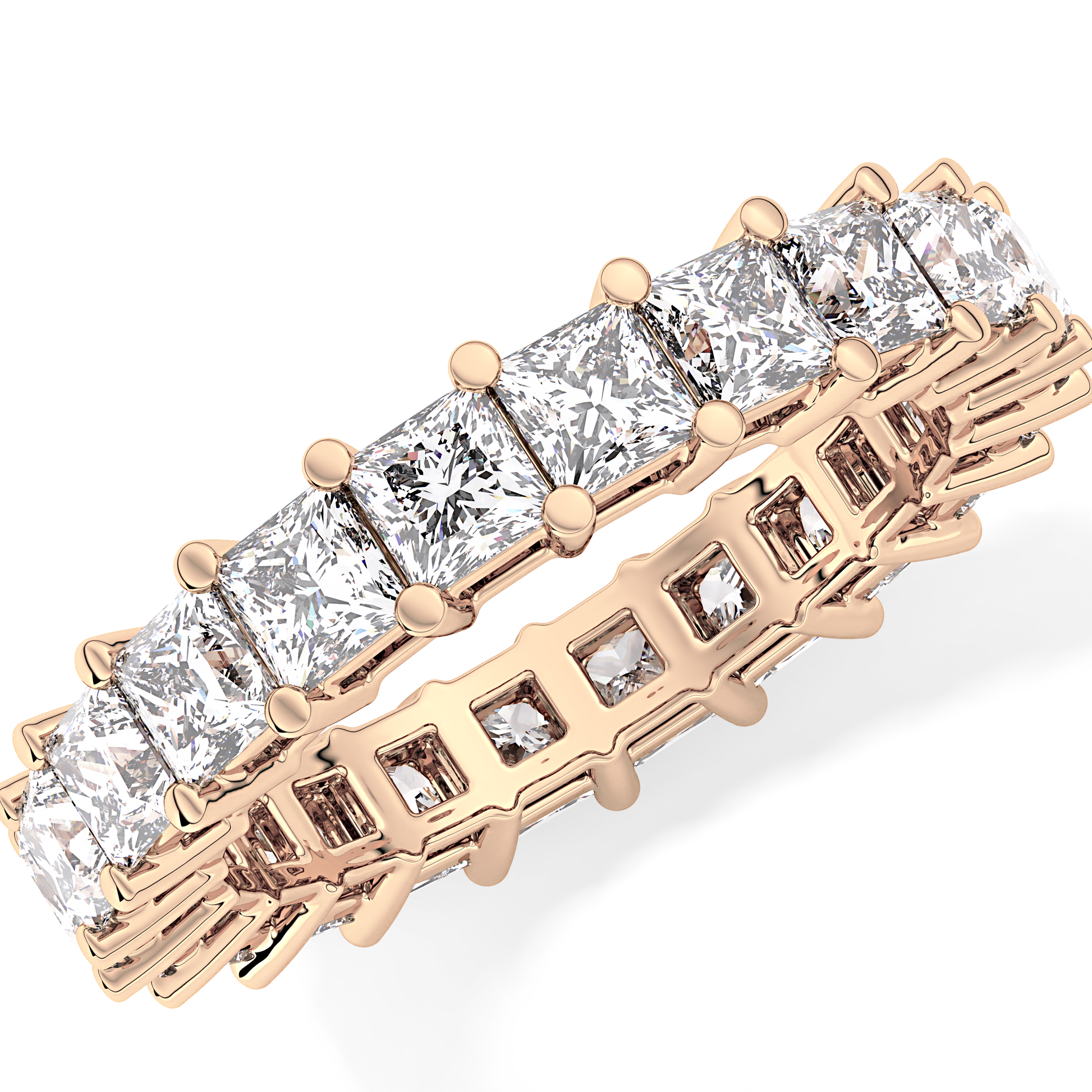 Full Eternity Wedding Band with 3.83 TCW Princess Cut Moissanite – Yellow, White, or Rose Gold