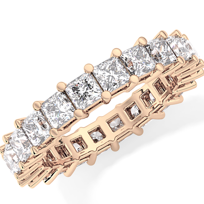Full Eternity Wedding Band with 3.83 TCW Princess Cut Moissanite – Yellow, White, or Rose Gold
