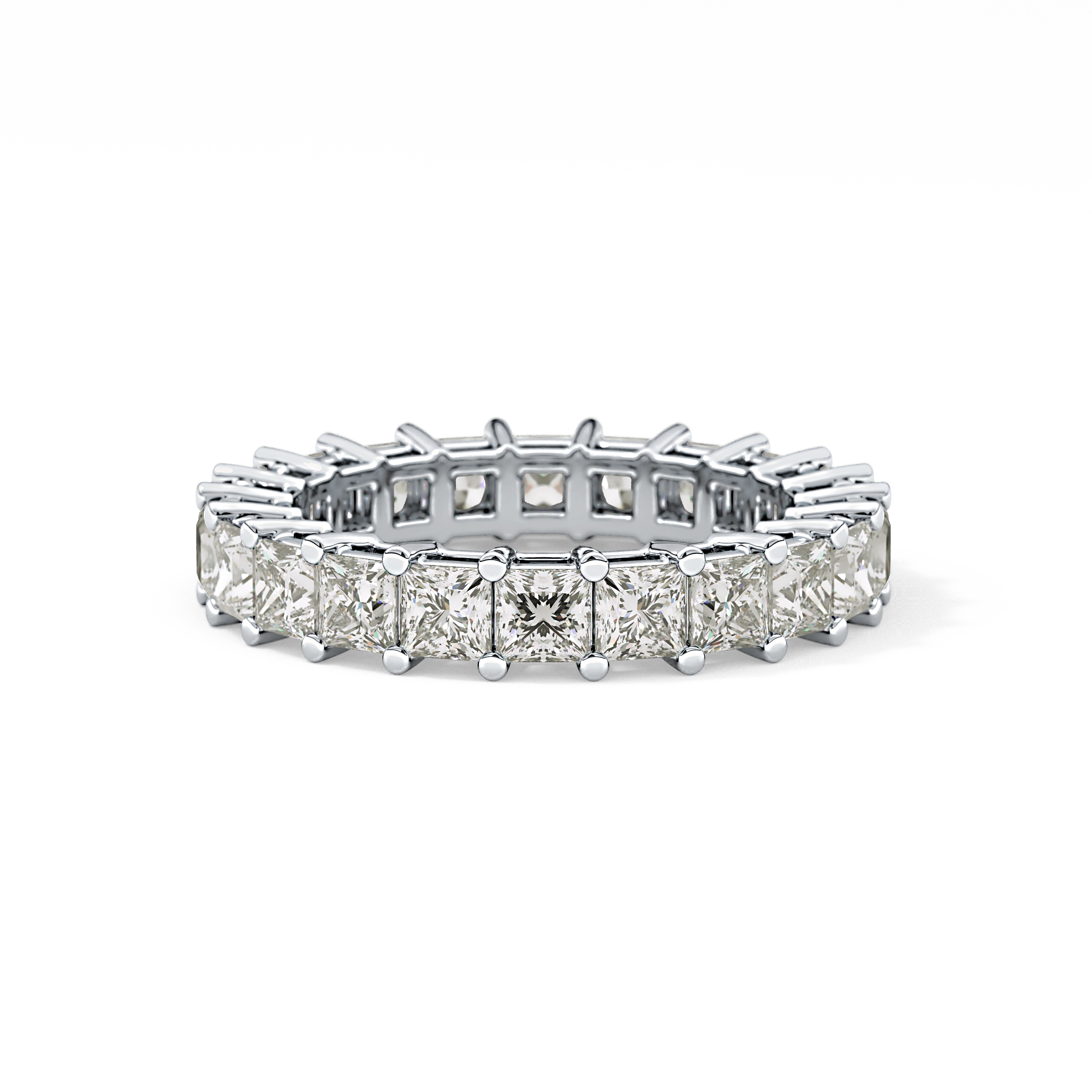 Full Eternity Wedding Band with 3.83 TCW Princess Cut Moissanite – Yellow, White, or Rose Gold