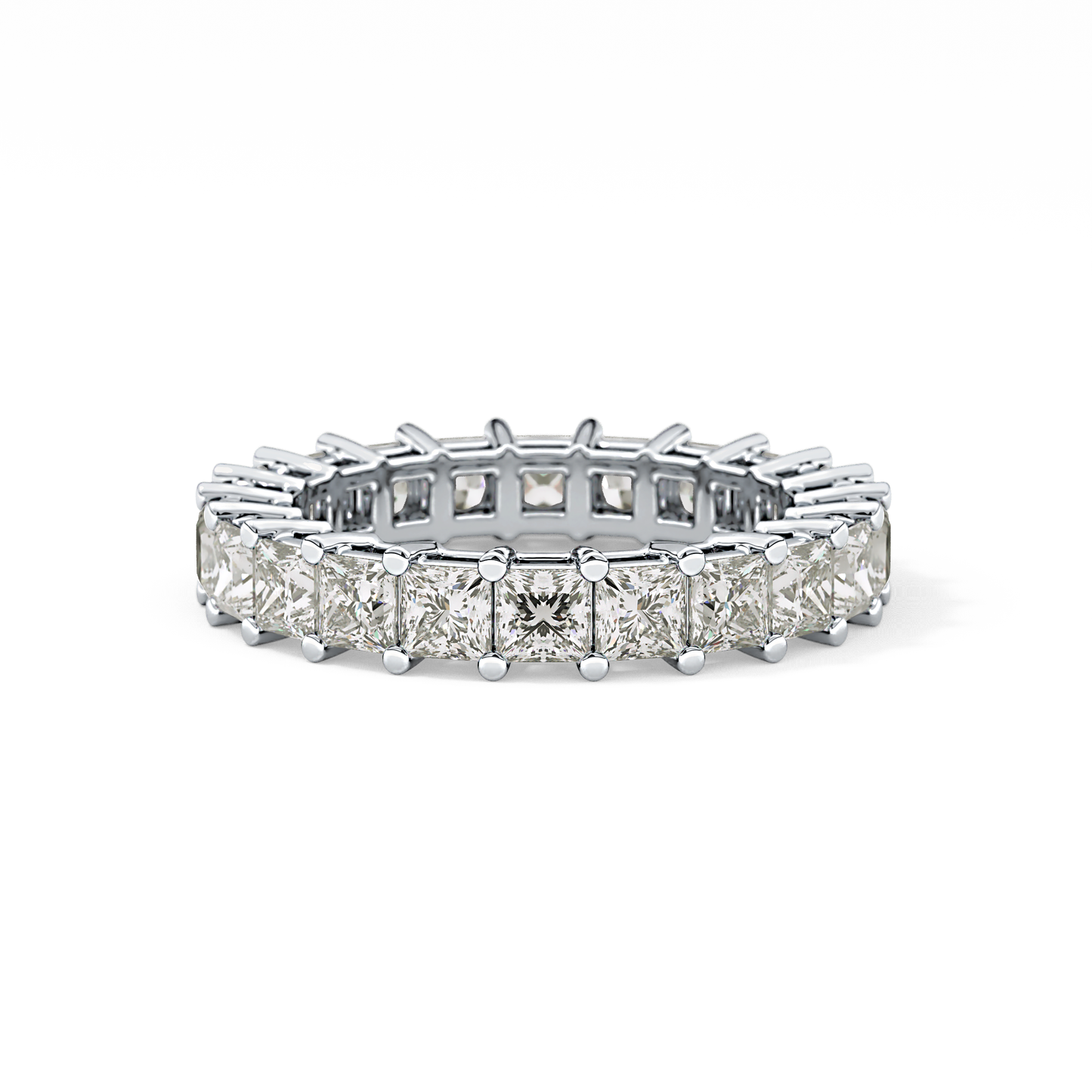 Full Eternity Wedding Band with 3.83 TCW Princess Cut Moissanite – Yellow, White, or Rose Gold