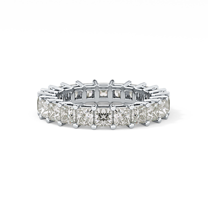 Full Eternity Wedding Band with 3.83 TCW Princess Cut Moissanite – Yellow, White, or Rose Gold