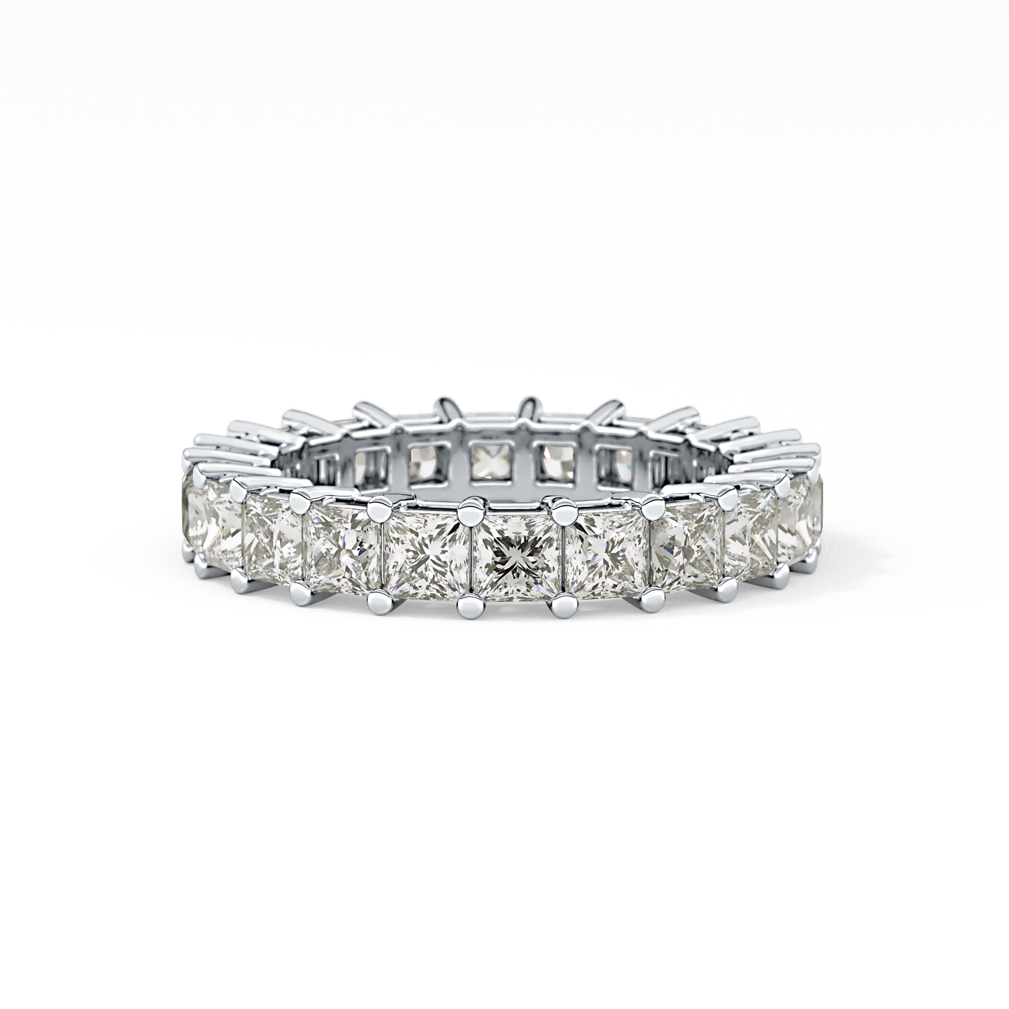 Full Eternity Wedding Band with 3.83 TCW Princess Cut Moissanite – Yellow, White, or Rose Gold