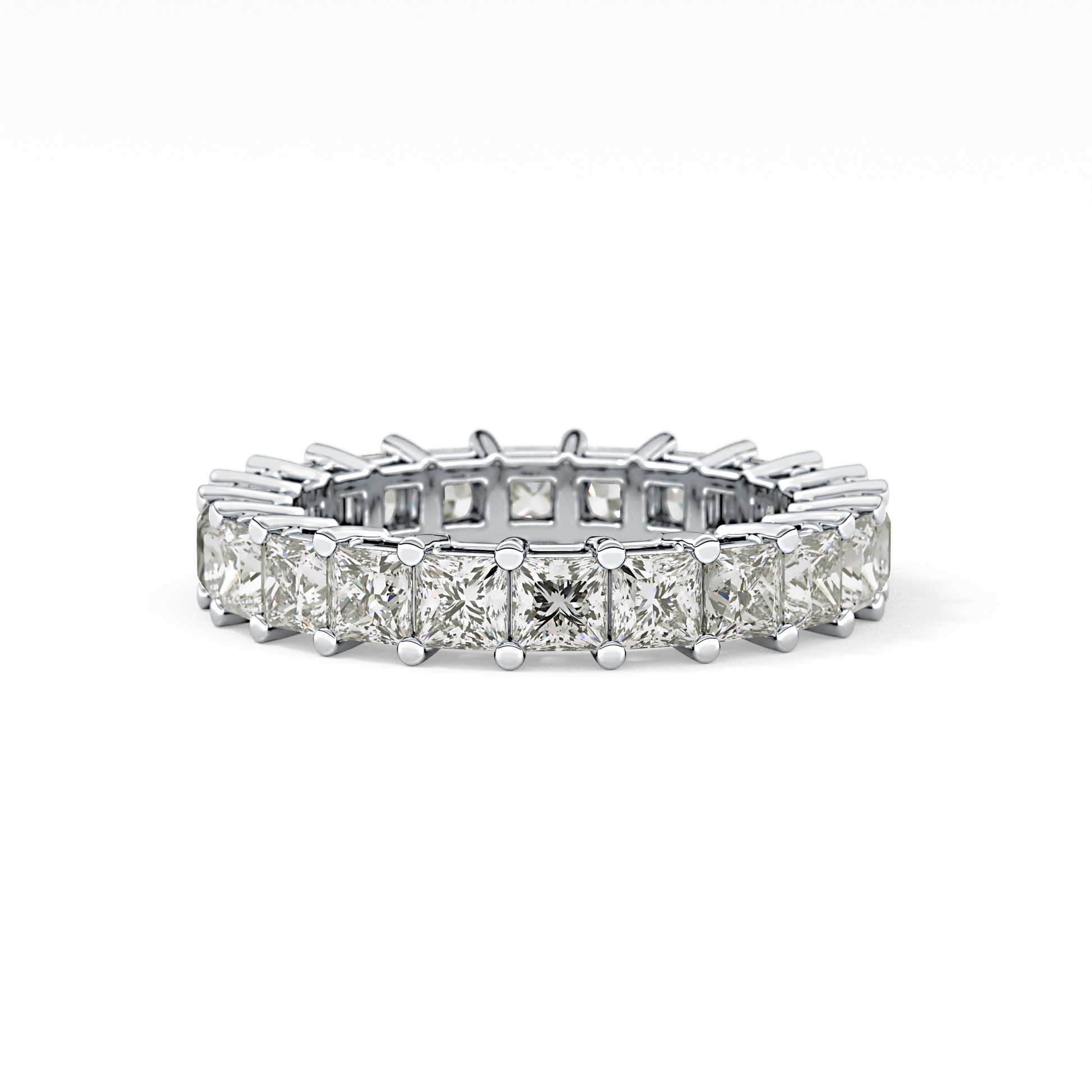 Full Eternity Wedding Band with 3.83 TCW Princess Cut Moissanite – Yellow, White, or Rose Gold